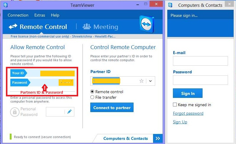 how to share another screen in free teamviewer