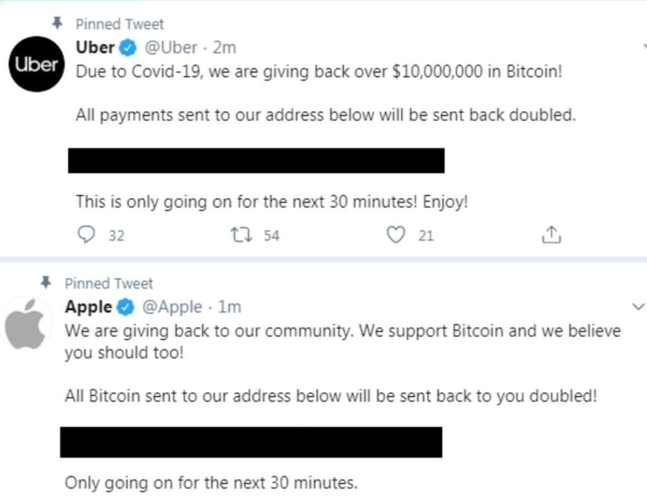 Apple and Uber twitter accounts hackd